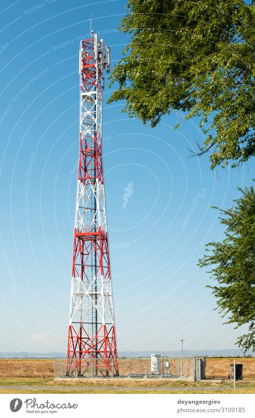 5G antenna for high speed internet distribution. Industry Telecommunications Telephone Cellphone Technology Internet Sky Antenna Aircraft Line Green 5g 4g