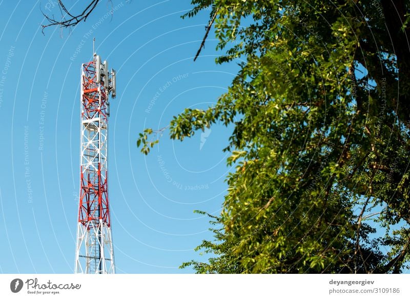 5G antenna for high speed internet distribution. Industry Telecommunications Telephone Cellphone Technology Internet Sky Antenna Aircraft Line Green 5g 4g