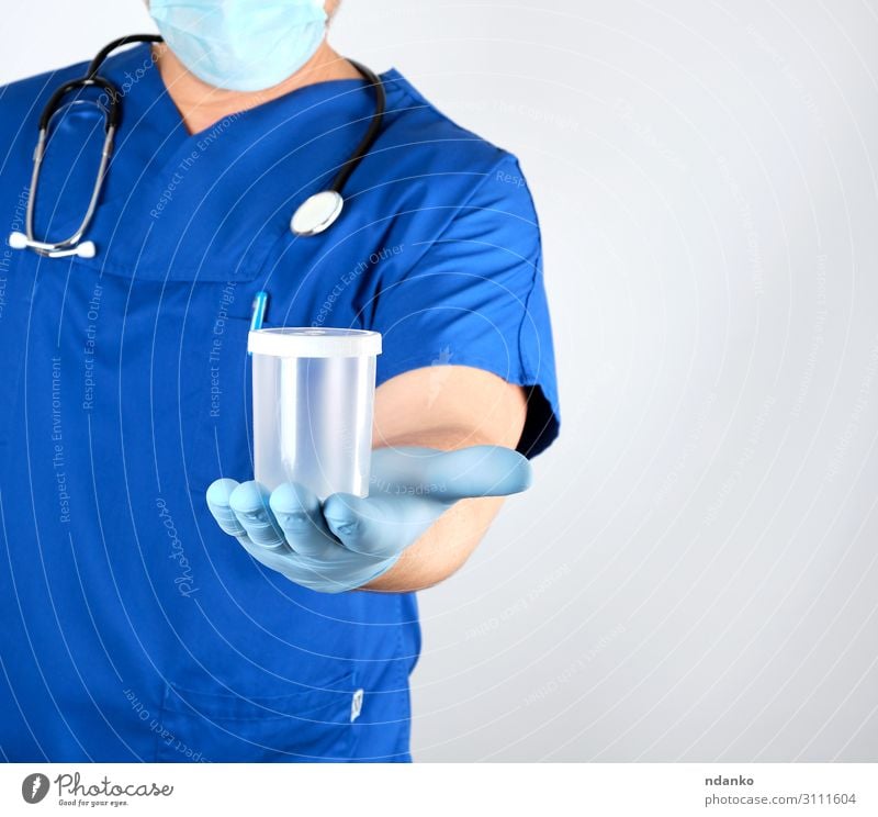 doctor in blue uniform and latex gloves Medical treatment Illness Medication Science & Research Laboratory Examinations and Tests Doctor Hospital Human being