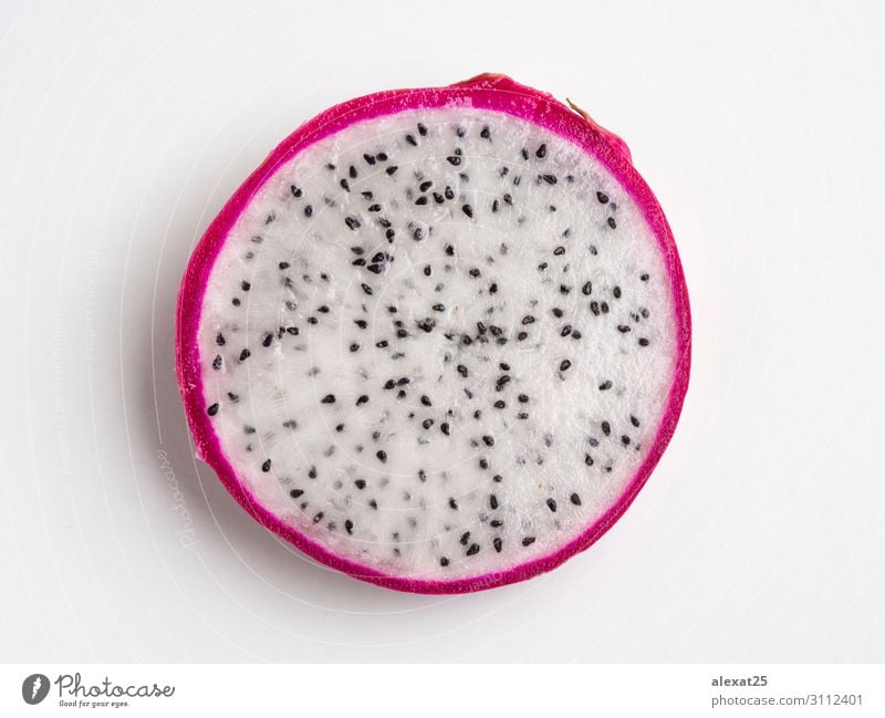 Pitahaya fruit on white background Fruit Nutrition Exotic Cactus Fresh Bright Delicious Pink Red White Colour asian Cut Dragon Dragonfruit food healthy isolated
