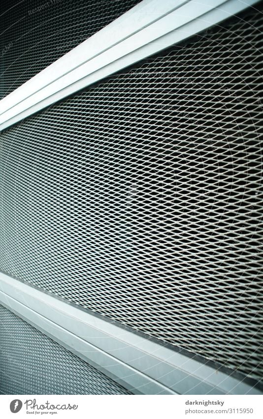 Perspective detail of a steel and aluminium grille. Technical use in architecture and design. expanded metal Industry Deserted Goal Parking garage