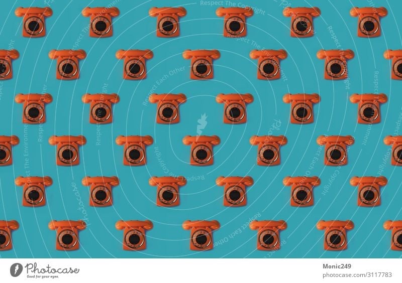 Seamless pattern of an orange retro style phone Wallpaper Office Telecommunications Business To talk Telephone Headset Technology Internet Plastic Line Old