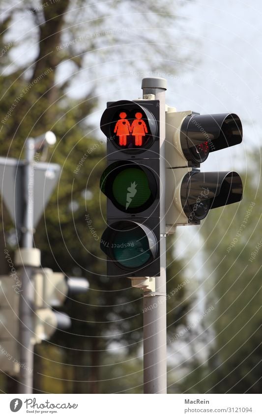 homosexual symbol Homosexual Traffic light Sign Road sign Red lesbian lights lesbians Pictogram Symbols and metaphors Couple gay light feminine Colour photo