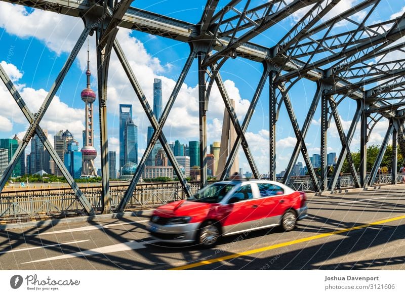 Shanghai Crossing Vacation & Travel Tourism Sightseeing City trip Skyline High-rise Bridge Tourist Attraction Taxi Movement Asia asia travel China chinese city