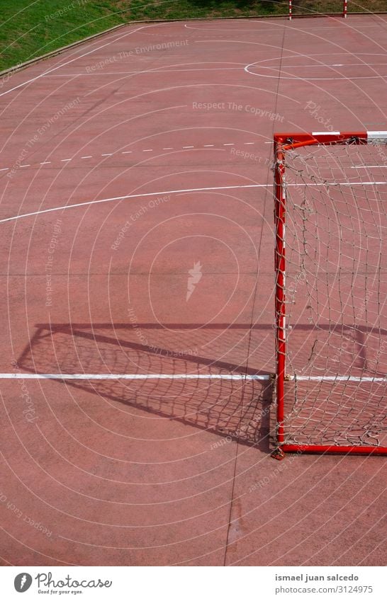 old soccer goal sports equipment on the street Soccer Playing field Court building Red Soccer Goal Net Internet Rope Sports Sports equipment abandoned Old