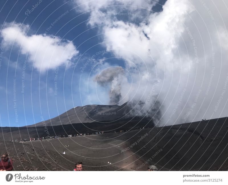 Active volcano Etna Vacation & Travel Tourism Trip Adventure Far-off places Freedom Sightseeing Sun Mountain Hiking Volcano Mount Etna Warmth Blue Gray White