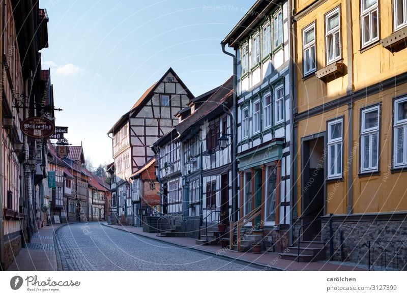 Stolberg Village Small Town Old town Deserted Historic stolberg Harz Germany Half-timbered house Half-timbered facade Idyll Village road Old building Peaceful