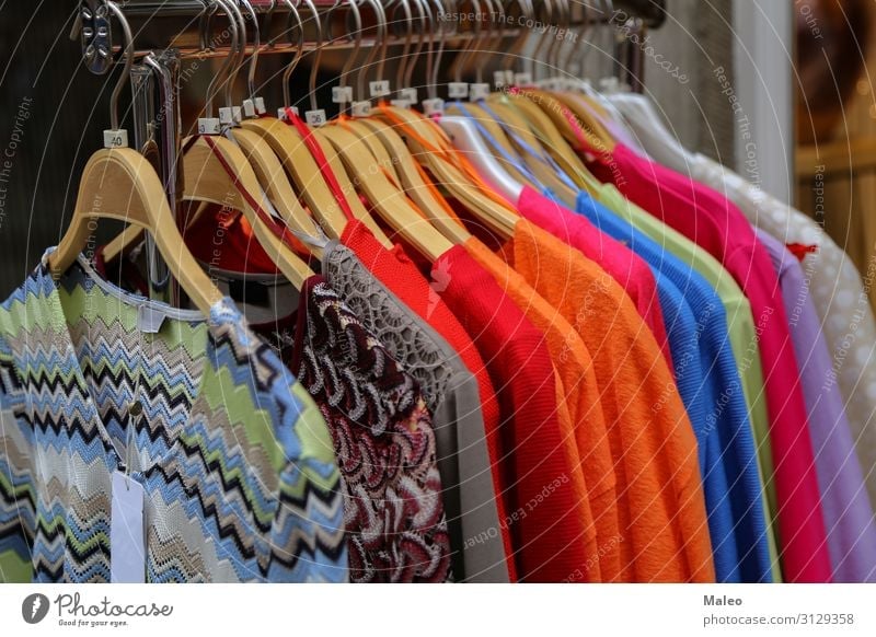 Clothes for sale in a shop. Clothing Store premises Trade Boutique Fashion Hanger Retail sector Dress Sell Style Design Woman Closet Selection Shopping malls