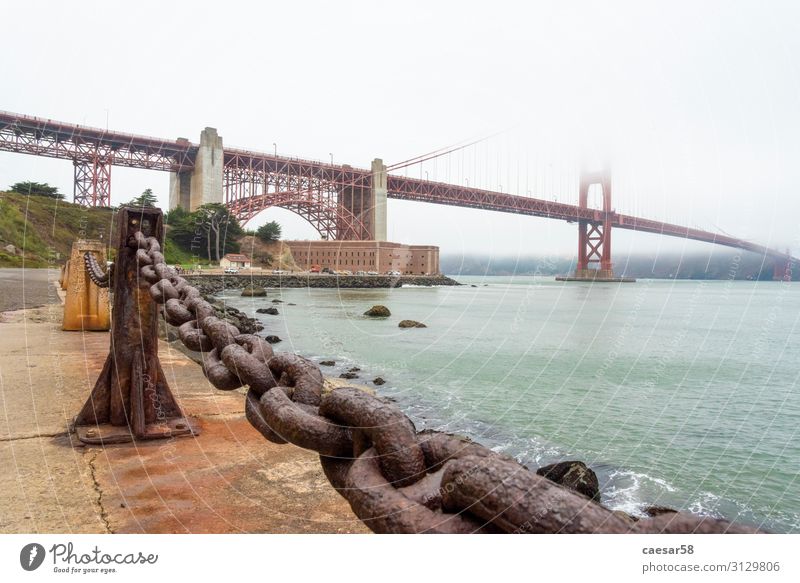 Gold gate bridge and heavy chain Vacation & Travel Tourism Trip Adventure Far-off places Freedom Sightseeing City trip Cruise Summer Ocean Weather Bad weather