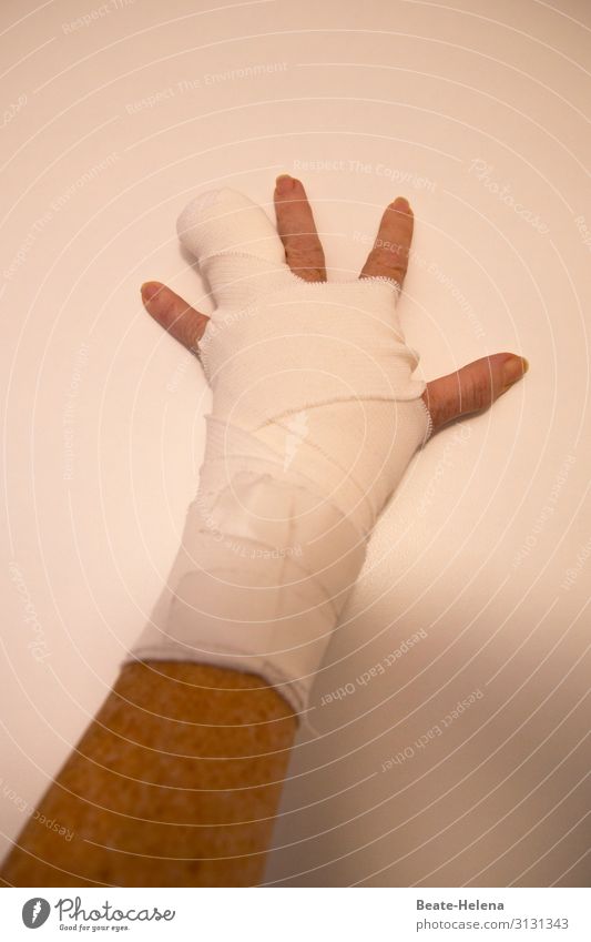 Be careful when handling fireworks... Healthy Nursing New Year's Eve Hand Fingers Bandage Sign Threat Pain Aggravation Health care Destruction Healing