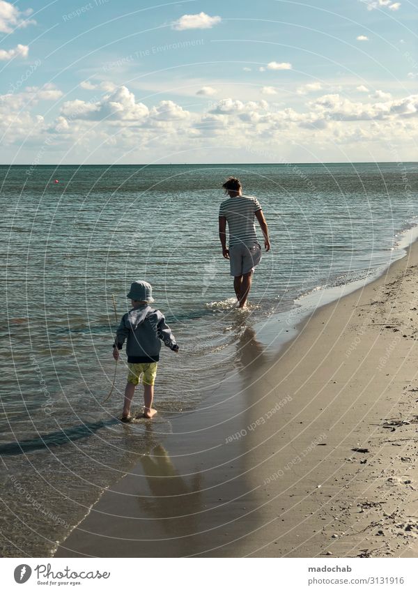 Father and son at the sea Vacation & Travel Trip Far-off places Expedition Summer vacation Human being Masculine Boy (child) Man Adults Infancy Life 2 Sky