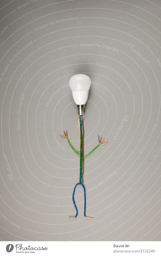 Creativity & Technology - selfmade man incursion Self-made little man Electricity Electric bulb Idea Energy innovation