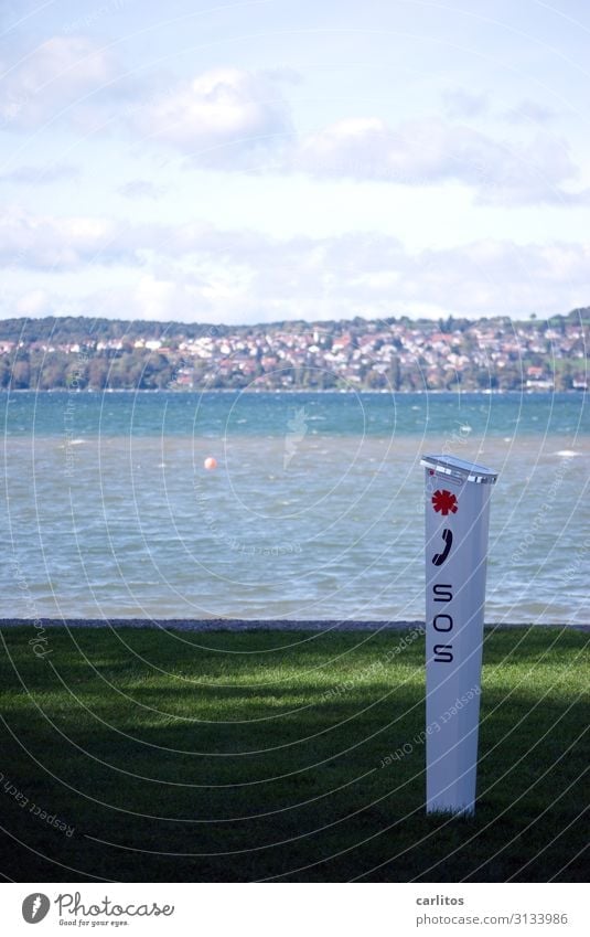 S O S SOS Emergency call Maritime disaster Drown Lake Constance Emergency doctor Alarm Aquatics Threat Dangerous Risk