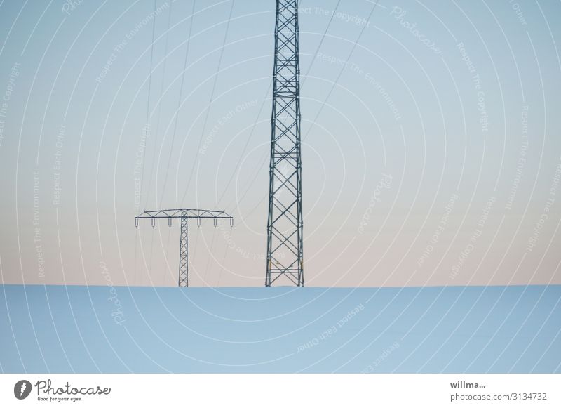 in the exciting Electricity pylon Overhead line mast High voltage power line energy transport Energy industry Information Technology Steel lattice tower