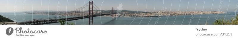 Lisbon Panorama (View) Wide angle Portugal Town Europe Bridge Harbour Large Panorama (Format)