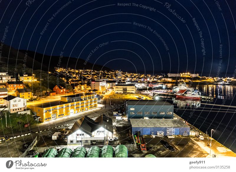 Honningsvag by night (Norway) Vacation & Travel Tourism Trip Adventure Far-off places Freedom City trip Cruise Water Horizon Small Town Port City