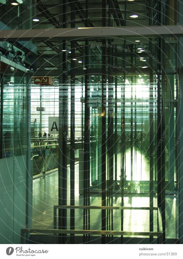 elevator Elevator Light Green undertone Back-light Grid Architecture Glass Line Structures and shapes