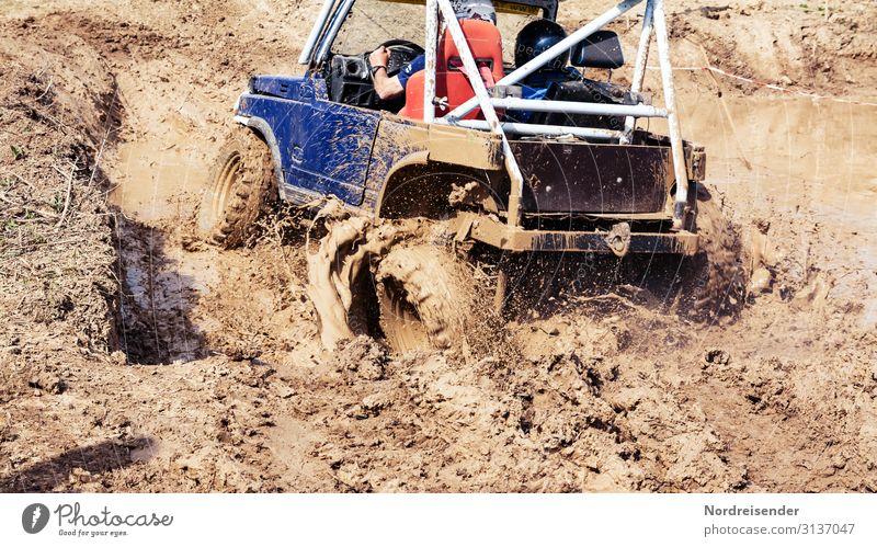 Fun in the mud Lifestyle Joy Trip Sports Motorsports Driving school Human being Masculine Man Adults Elements Earth Water Rain Transport Means of transport