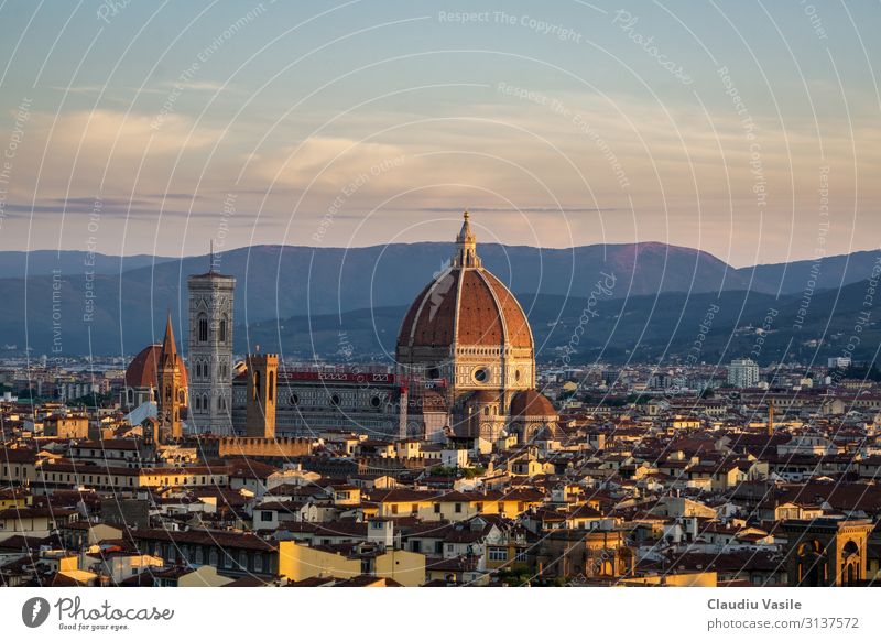 Florence Cathedral at Sunrise Italy Europe Town Downtown Old town Dome Tourist Attraction Landmark Monument Cathedral Santa Maria del Fiore Vacation & Travel