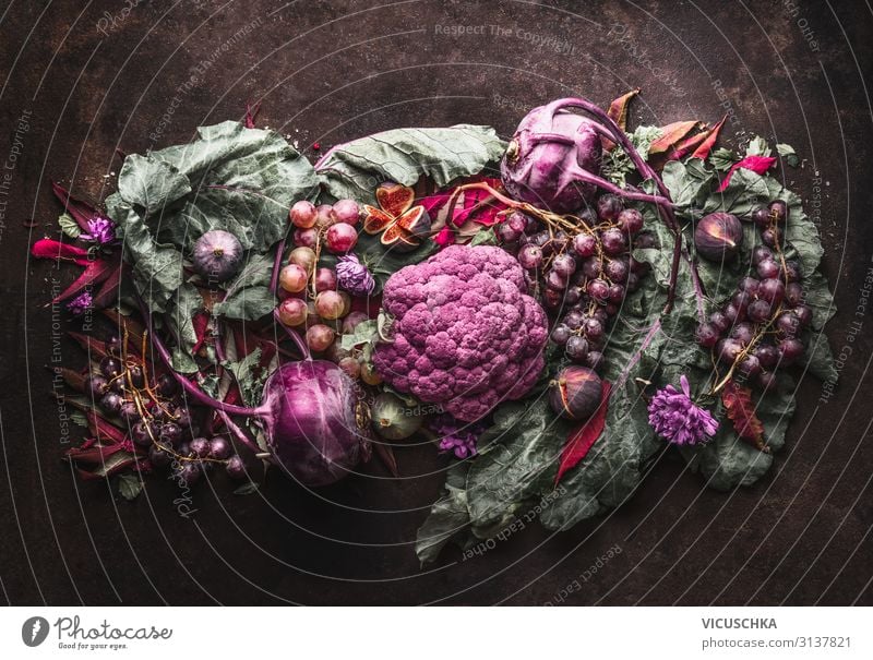 Purple fruit and vegetable composing Food Vegetable Fruit Nutrition Organic produce Diet Lifestyle Style Design Healthy Eating Violet Dark Composing