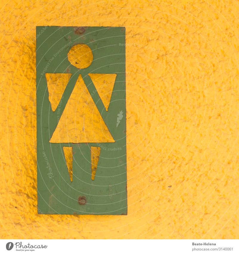 In case of urgency almost like heaven: reference to public toilets for women Sky Heavenly Toilet Women's room Angel In transit Yellow Green symbol Signage