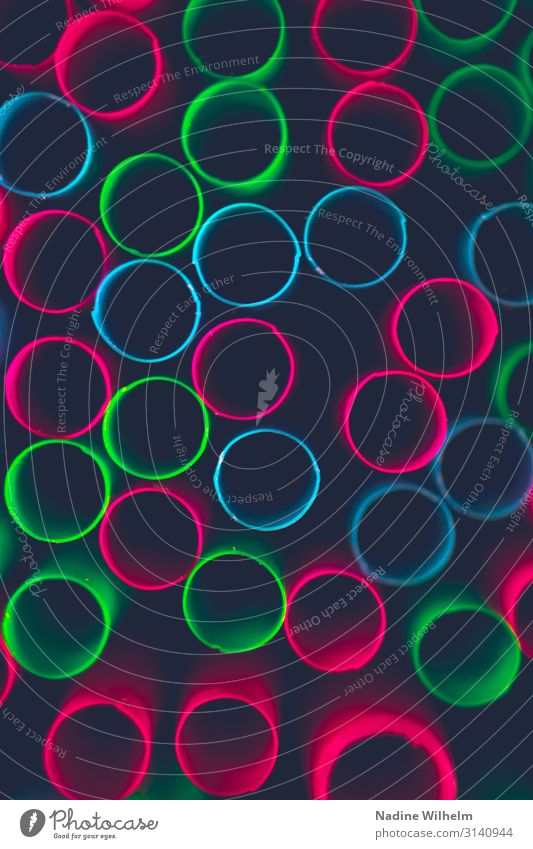 colorful straws Straw Plastic Circle Exceptional Simple Near Above Blue Multicoloured Green Pink Colour photo Interior shot Close-up Detail