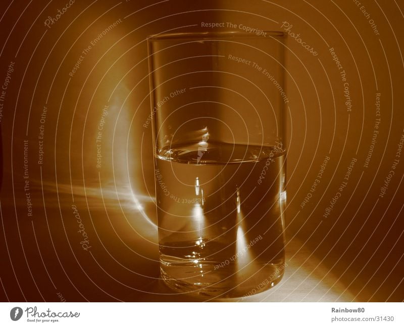Water glass 1 Tumbler Reflection Living or residing Glass Sepia Light (Natural Phenomenon)