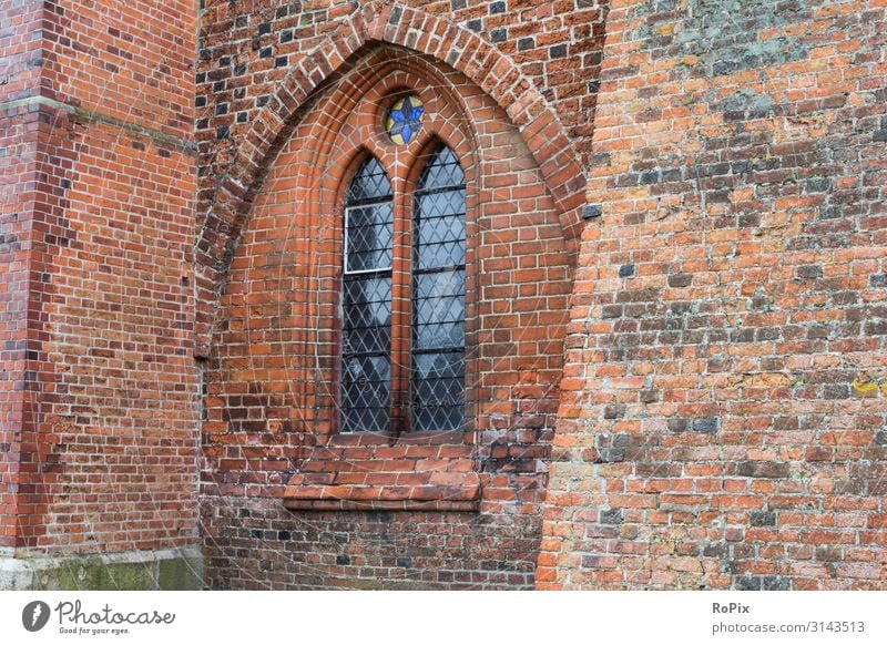 Window of a historical church. Dome Ratzeburg Cemetery Brick Brick Gothic monasteries Architecture Culture Church Monastery chruch built Belief sacral