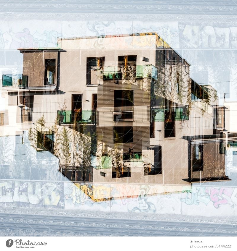 Clubhouse Double exposure Architecture Abstract Modern Perspective Style Design Exceptional Facade Hip & trendy Crazy Irritation Lifestyle dwell urban
