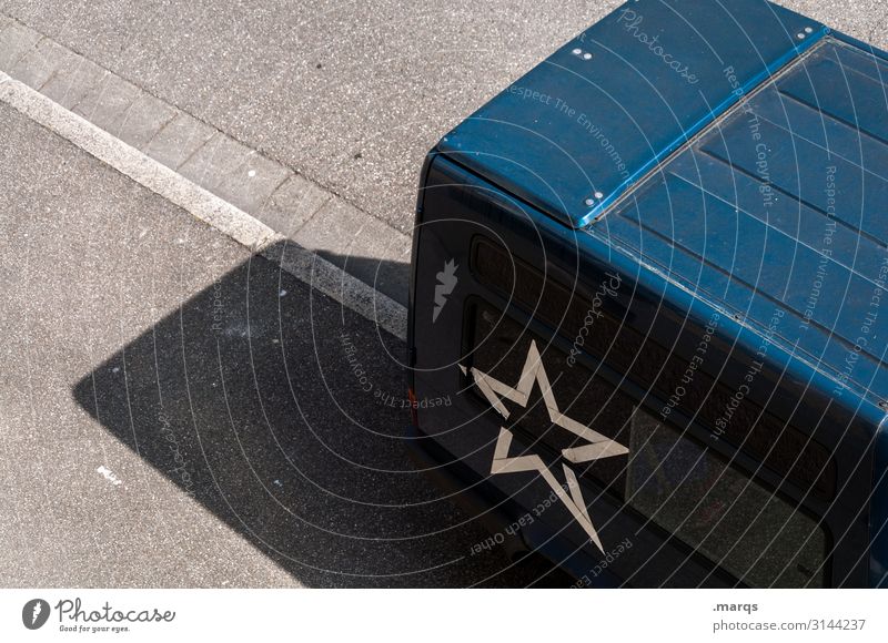 transporter Street Bird's-eye view daylight Mobility Transporter logistics Black Star (Symbol) Shadow Parking