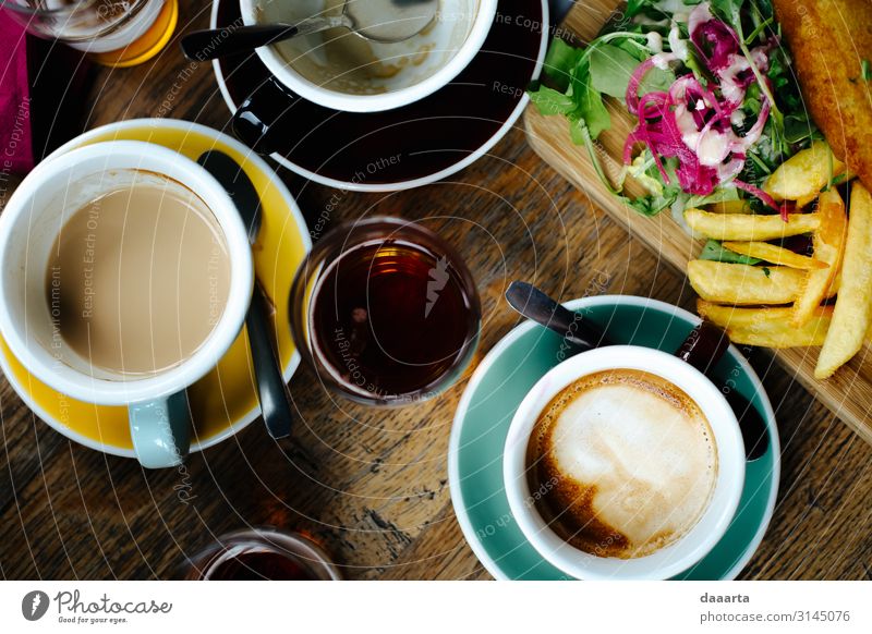 spring coffee Food Lettuce Salad French fries Nutrition Breakfast Lunch To have a coffee Beverage Hot Chocolate Latte macchiato Cup Mug Lifestyle Style Joy