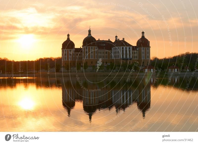 Castle Moritzburg, evening atmosphere Dusk Dresden Back-light Lake Architecture Moritzburg castle Reflection