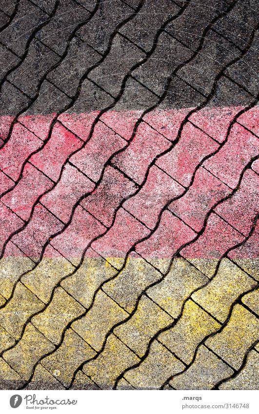 territory Floor covering Paving stone Sign Germany German Flag Yellow Red Black Politics and state Territory Colour photo Exterior shot Pattern Deserted