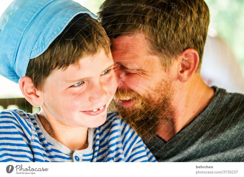 us two against the rest of the world Safety (feeling of) Happiness Laughter Trust Infancy Father Son Love Together Child portrait Sunlight Contrast Light Day