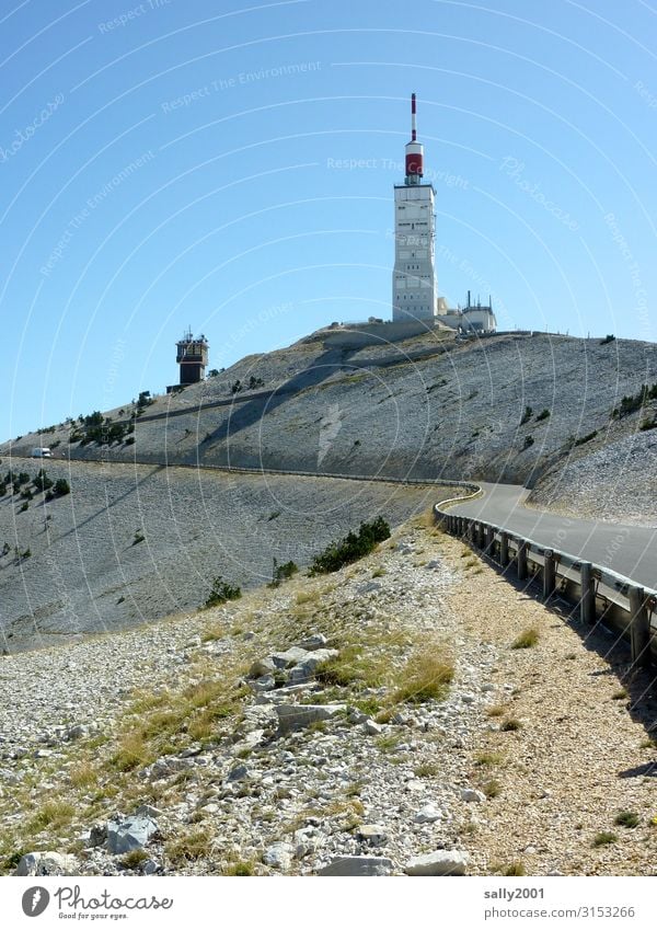 Mountain stage in Provence Mont Ventoux mountain France Beautiful weather Summer Sunlight Cycle race Tour de France Landscape Nature Peak Exceptional White