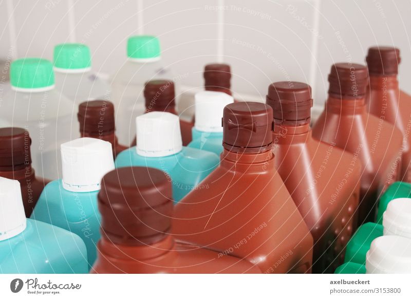disinfectants Hospital Health care Plastic packaging Clean Many Row Bottle Disinfection Cleaning agent Sterile Colour photo Interior shot Close-up Detail