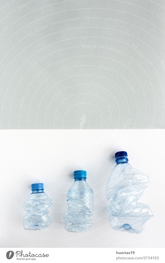 Plastic bottles to recycle. Knolling concept Beverage Bottle Industry Environment Container Plastic packaging Green White Environmental pollution Recycling