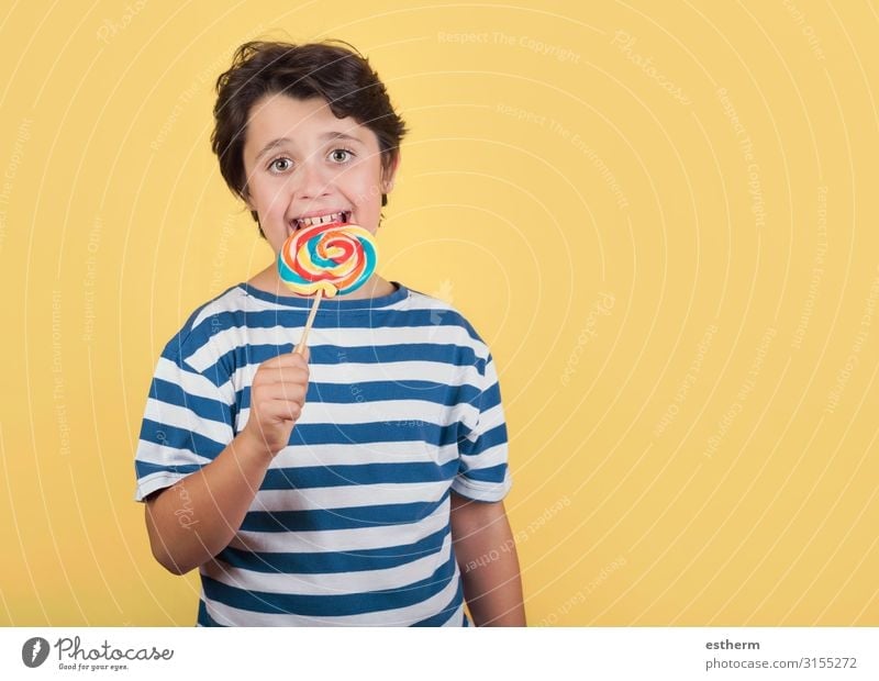 funny child with lollipop Food Dessert Candy Nutrition Eating Lifestyle Human being Masculine Boy (child) Infancy Teeth 1 8 - 13 years Child Diet To hold on