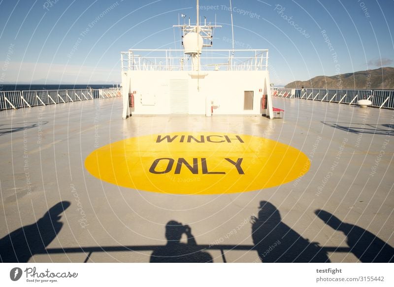 ferry Ferry Driving Logistics Landing Strip cable winch Yellow Places Shadow play Colour photo Exterior shot Light Contrast Silhouette Sunlight