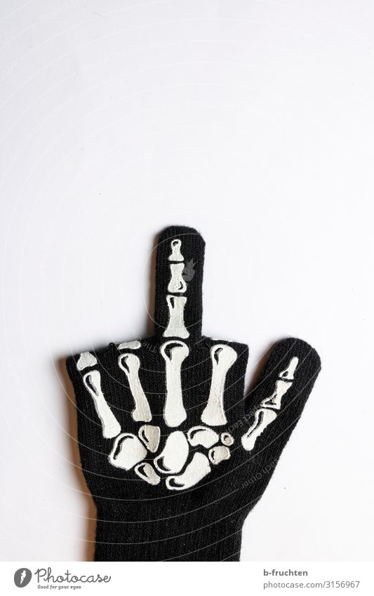 Fuck Halloween Feasts & Celebrations Hallowe'en Fingers Sign Brash Rebellious Black Give the finger Indicate Skeleton Hatred Symbols and metaphors Colour photo