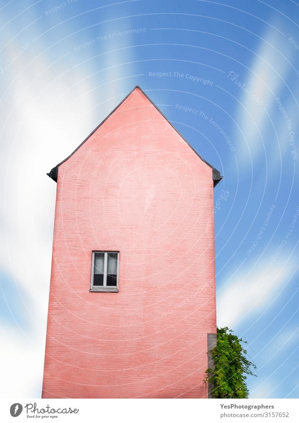 Pink house with just one window against ble sky Culture House (Residential Structure) Dream house High-rise Building Architecture Facade Old Exceptional Funny