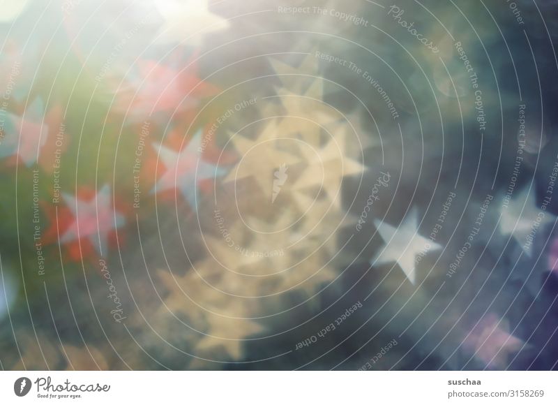 asterisk stars Star (Symbol) Illuminate Light Reaction Shallow depth of field Blur Multicoloured Colour Abstract Christmas & Advent Beautiful