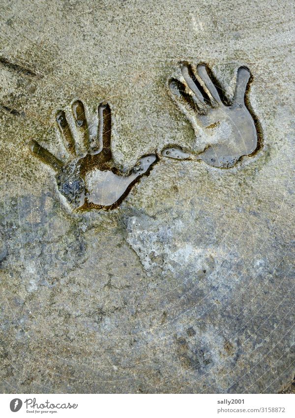 give me ten... by hand squeeze handprint Stone rock 2 hands Couple Wave gesture Human being Fingers Impression Negative Children`s hand Wet Water shape