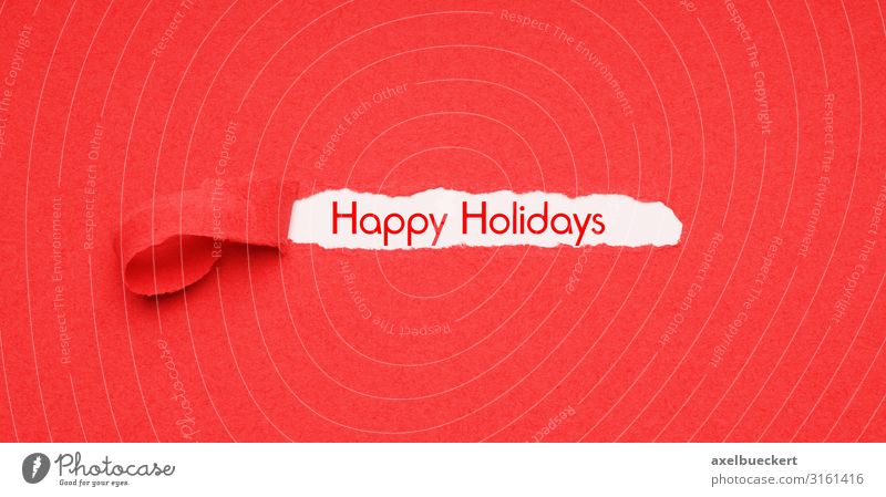 Happy holidays Design Wallpaper Feasts & Celebrations Christmas & Advent Paper Red Colour Creativity Advertising happy holidays Torn Hole Communication Seasons