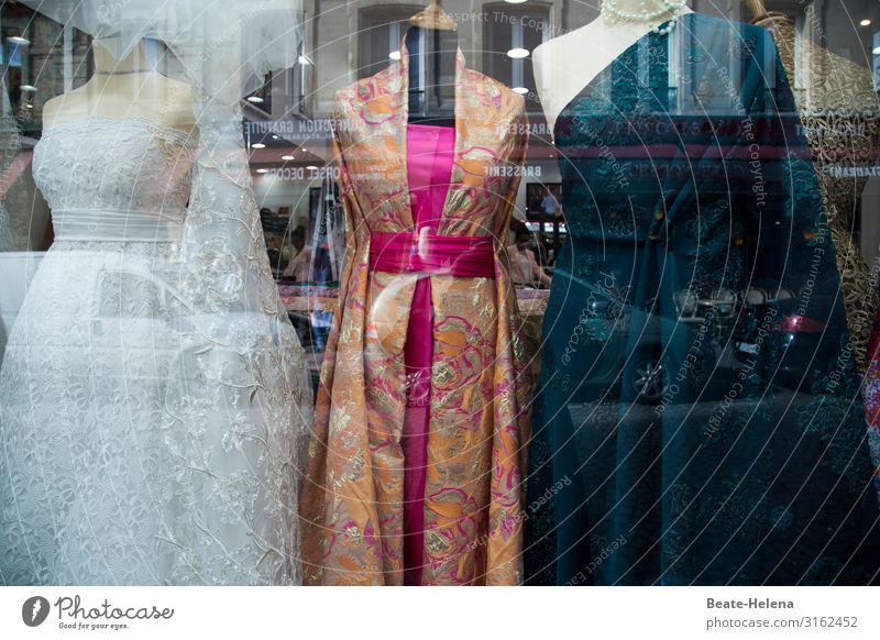 Paris - City of Fashion Beautiful Downtown Pedestrian precinct Shop window Clothing Dress Robe Wedding dress Ball gown Select Shopping Discover Glittering