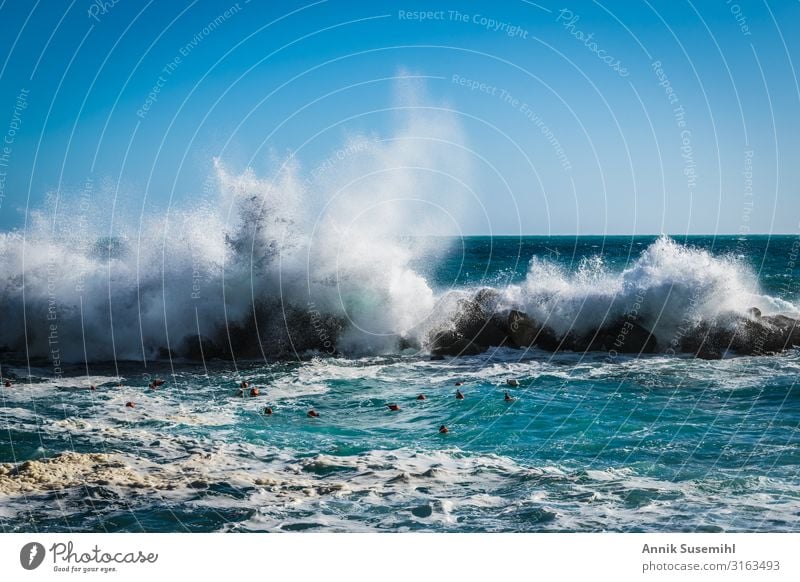Waves break on rocks in the sunshine Senses Relaxation Swimming & Bathing Fishing (Angle) Fishery Environment Nature Landscape Elements Air Water Drops of water