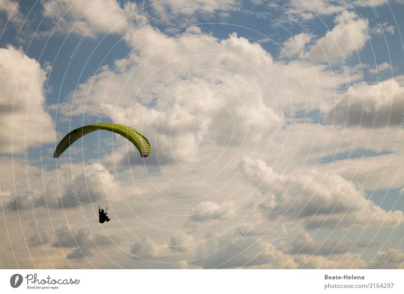 Take off l Up into the Sky Leisure and hobbies Adventure Freedom Paragliding Nature Elements Air Clouds Beautiful weather Sailplane Select Observe Discover