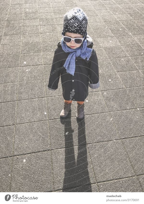 Little man - you'll grow into it Boy (child) Child Toddler sunshine Sunglasses cap peel Autumn Winter urban Human being Infancy portrait Jacket 3 - 8 years 1