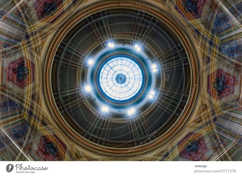 cupola Domed roof Ornament Old Historic Round Beautiful Moody Esthetic Perspective Irritation Circle Symmetry Hypnotic Painted Palace Double exposure