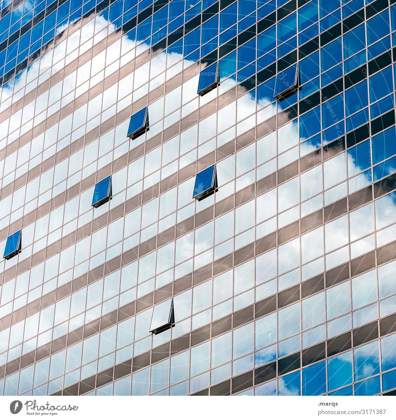 glass façade Glas facade Manmade structures Building Window Facade Reflection Glass Modern Architecture Clouds Sky Beautiful weather Structures and shapes Line